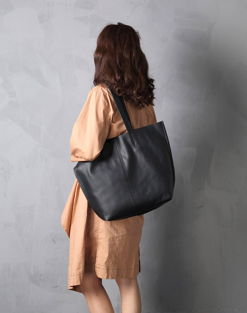 Buy Cnoles Tote Handbags for Women Large Capacity Shoulder Genuine Leather  Purse, Black, 37cmx12.5cmx24.5cm at Amazon.in